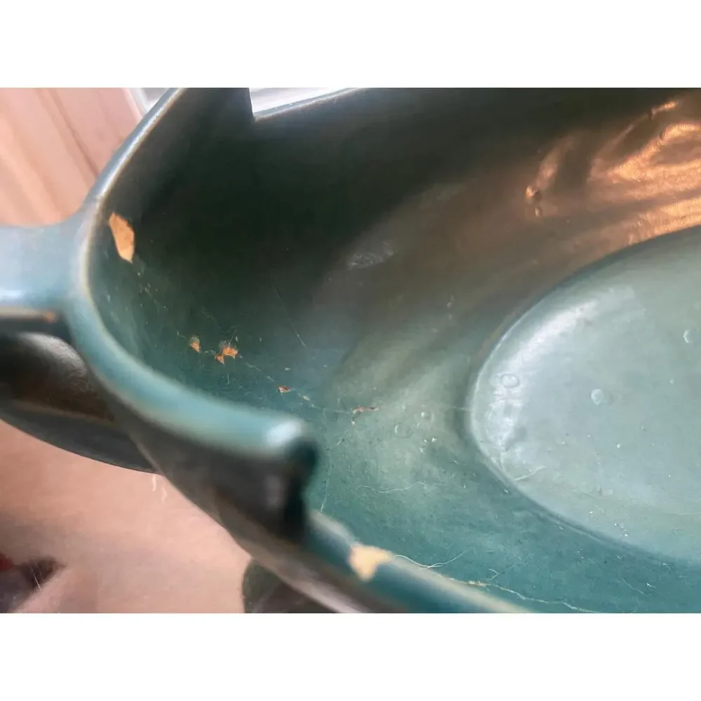 1946 Roseville Pottery Blue “Zephyr Lily” Console Bowl - Picture 3 of 8